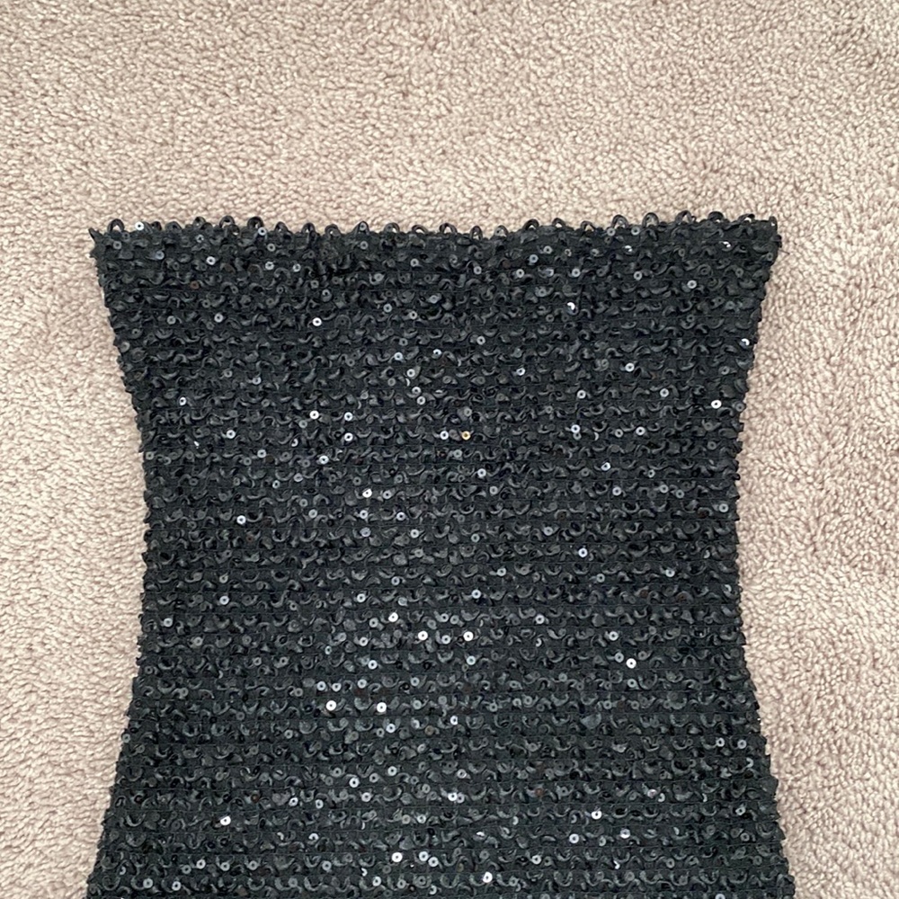 Forever 21 Black Sequin Tube Top Bodycon Dress Size S - Picture 2 of 6